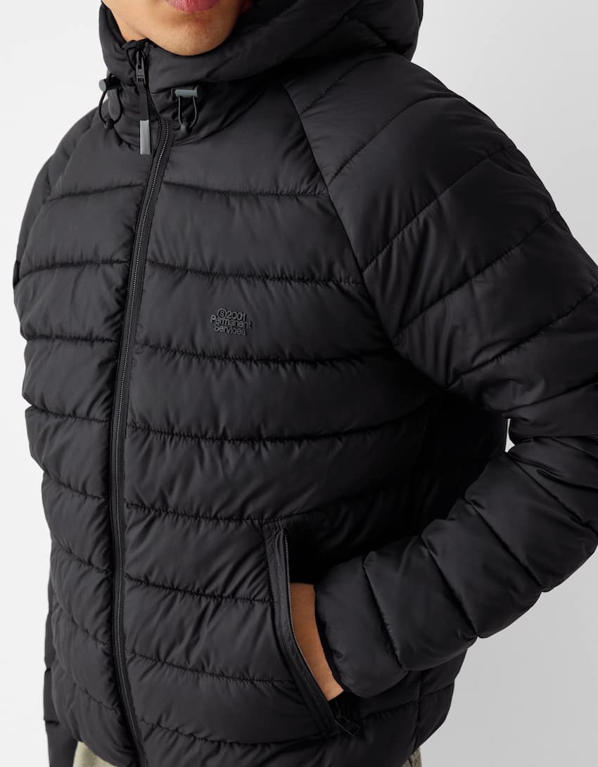Lightweight puffer jacket-Black-5