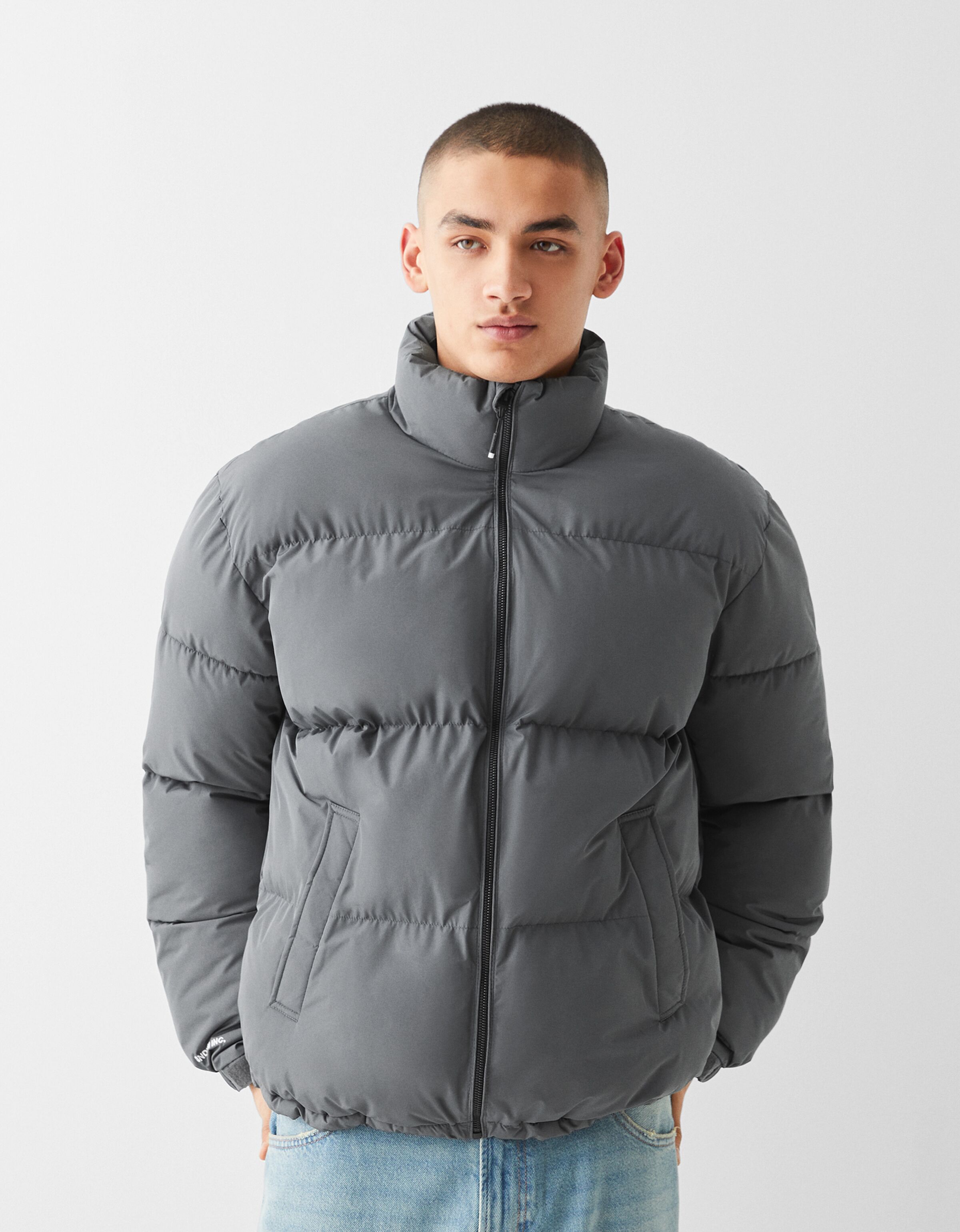 Bershka puffer sale jacket black