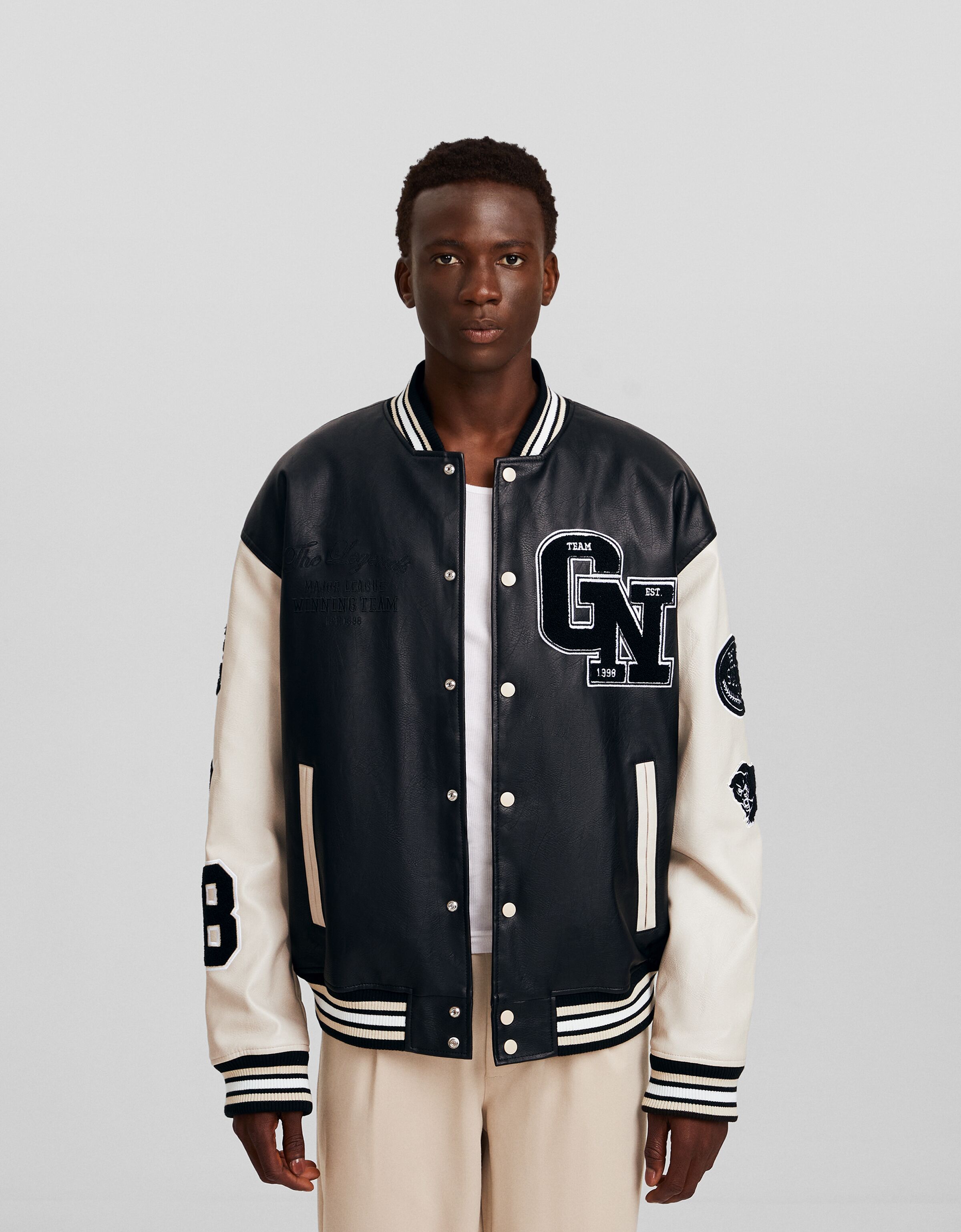 White faux discount leather jacket mens
