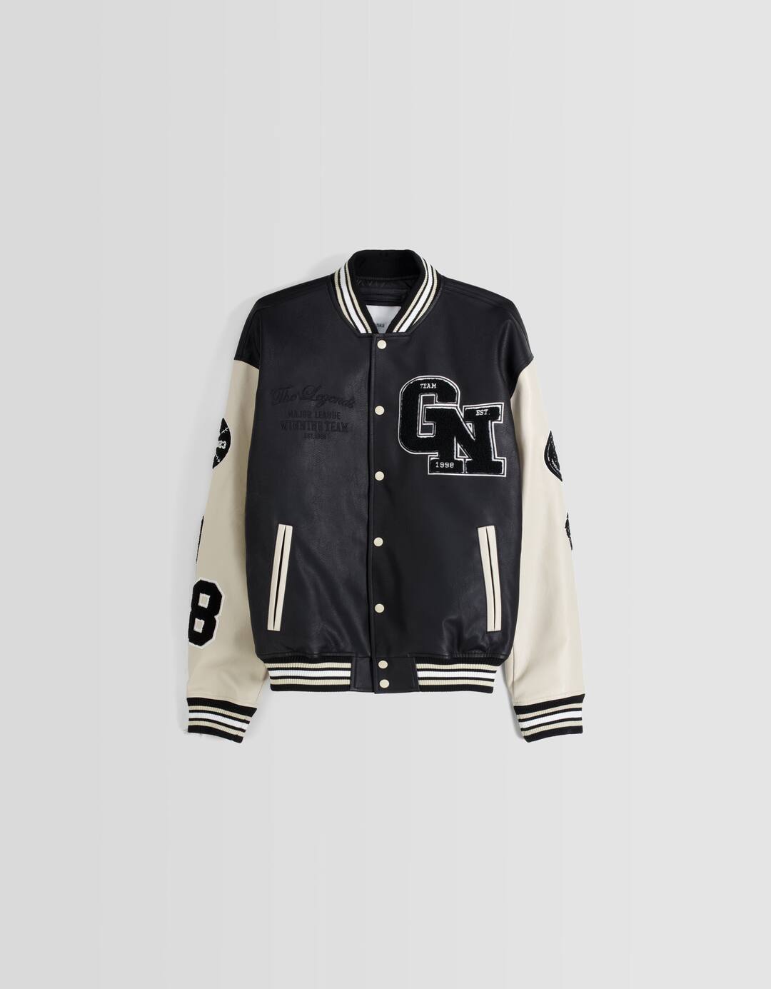 Varsity faux leather jacket