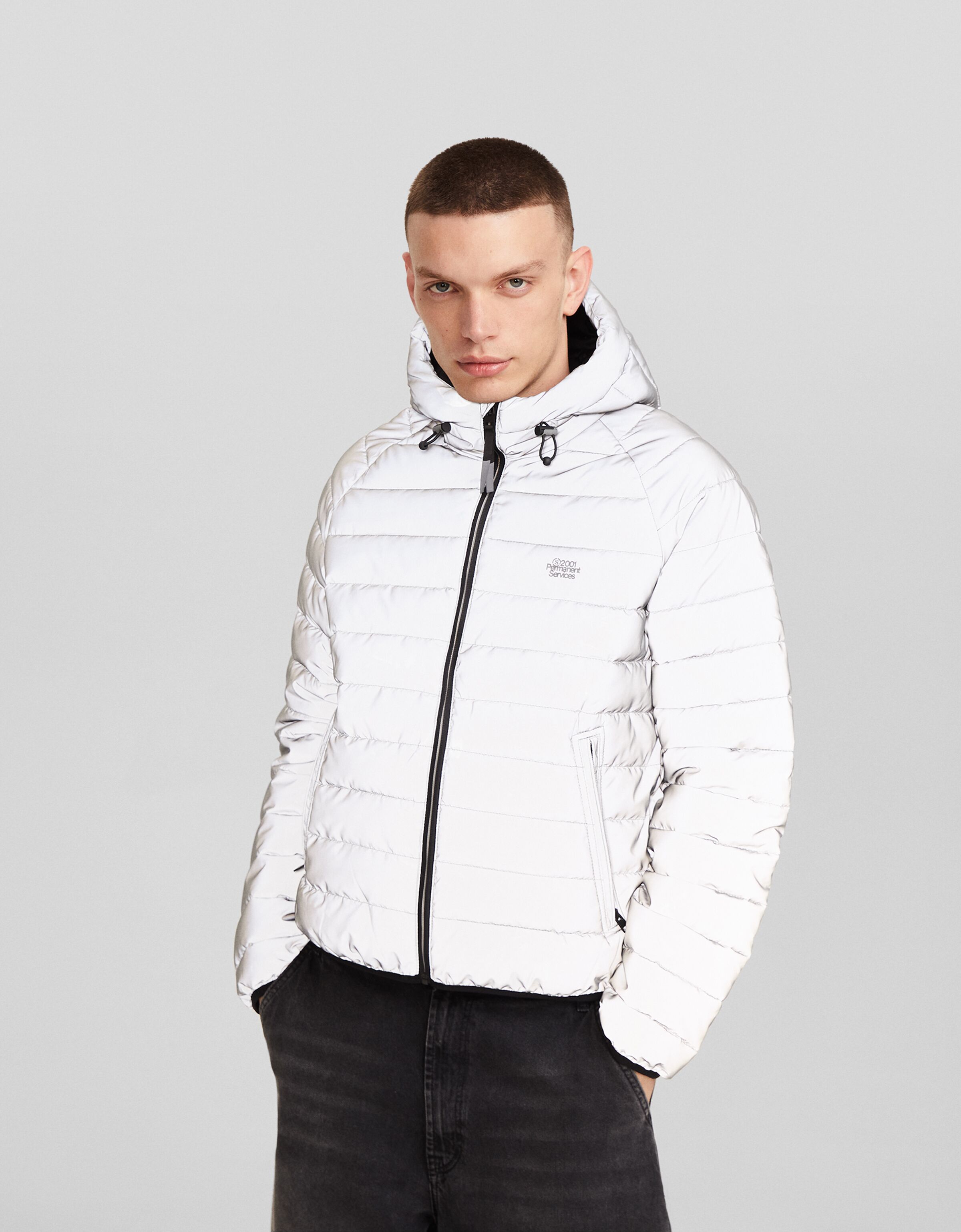 Reflective puffer jacket mens sale