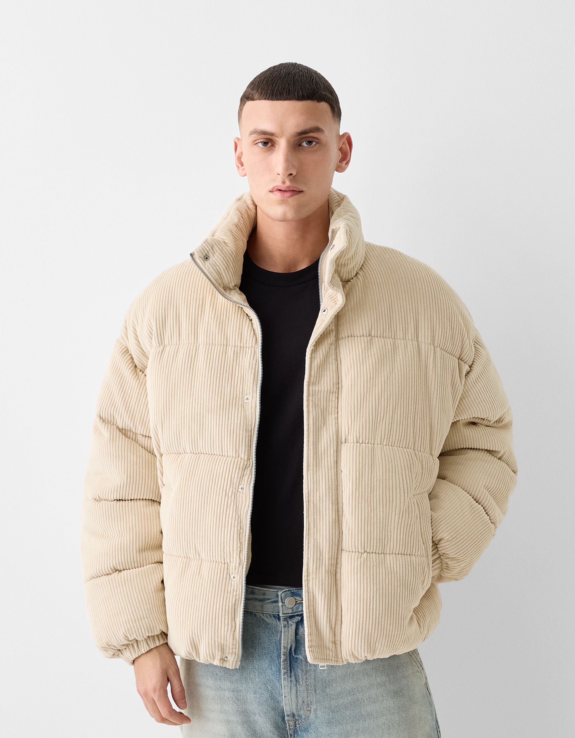 Doudoune beige 2024 bershka