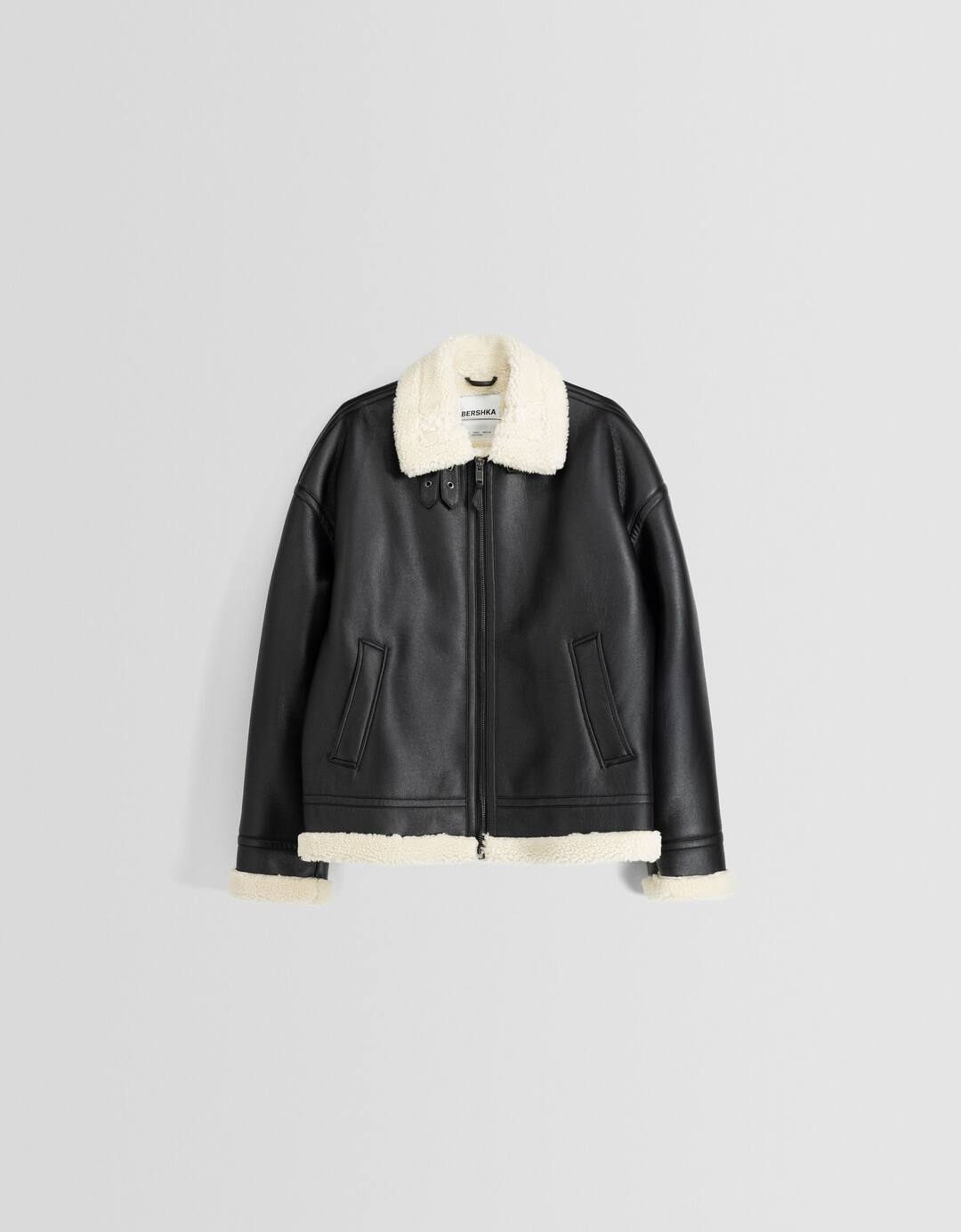 Faux leather double-faced jacket