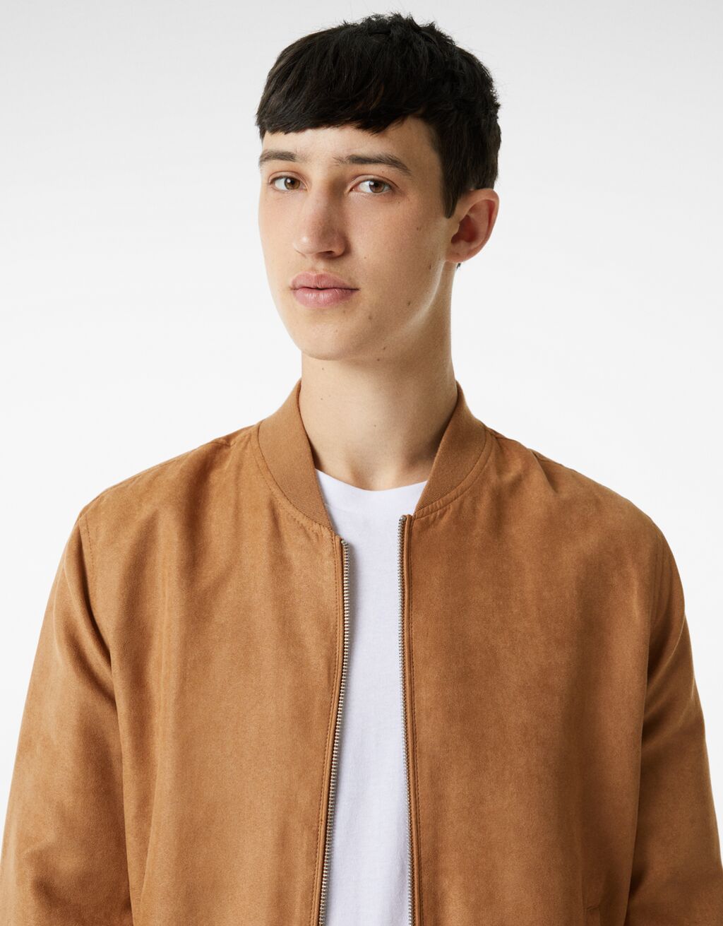 Faux Suede Bomber Jacket - Men | Bershka