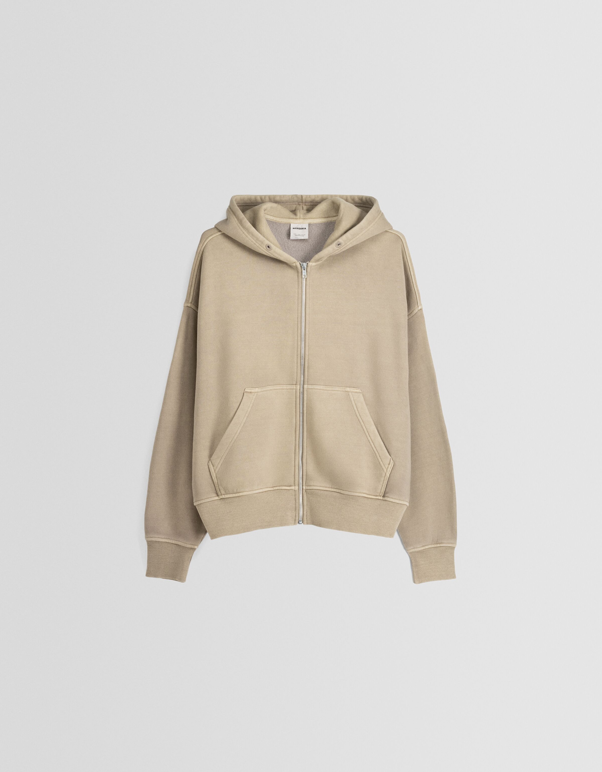 Faded cropped zip-up hoodie - Men | Bershka