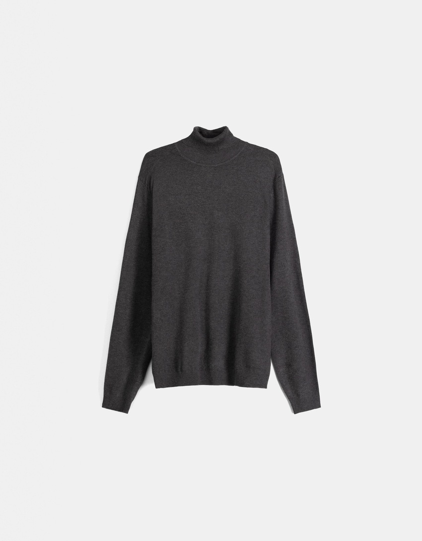 Pull col roulé fin-Gris foncé-4