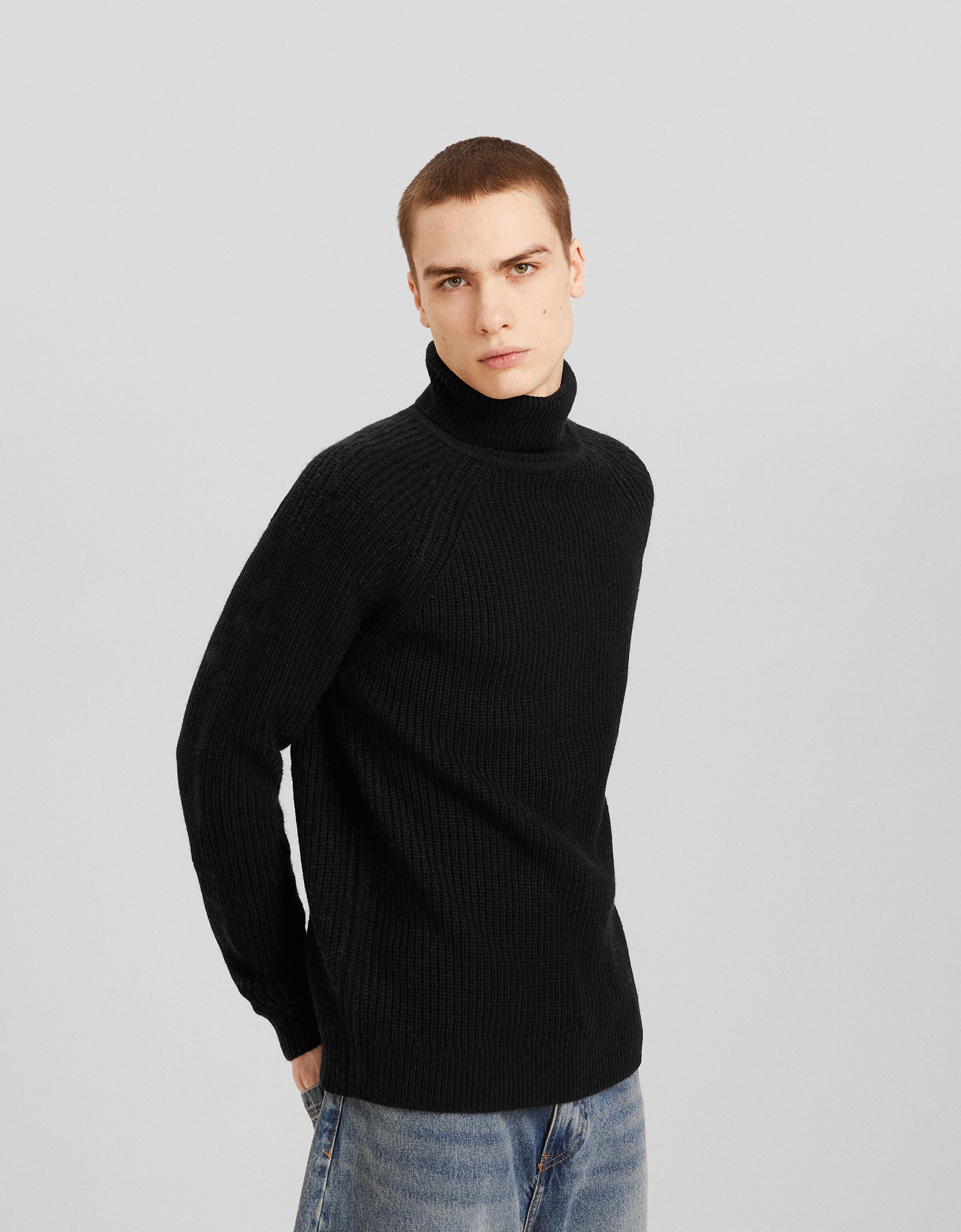 Thick roll neck jumper mens hot sale