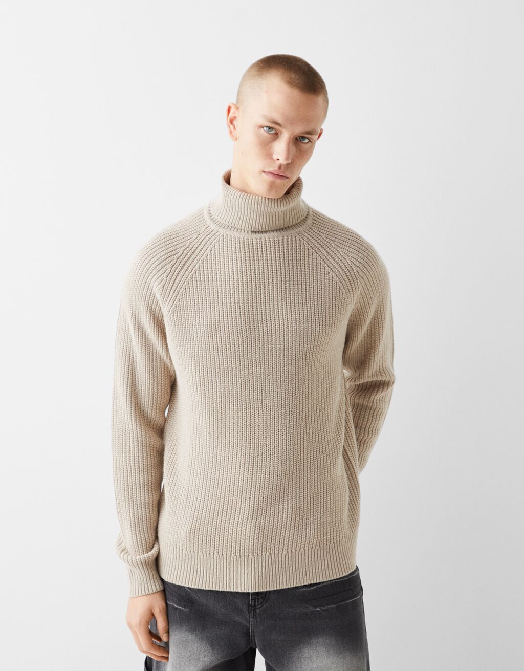 Pull col roulé discount homme laine epais