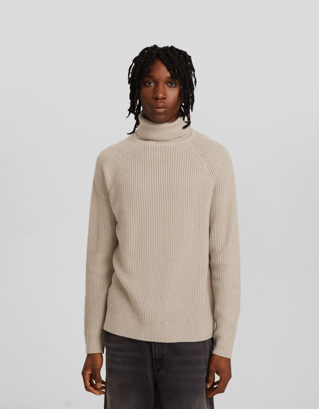 Felt texture high neck sweater
