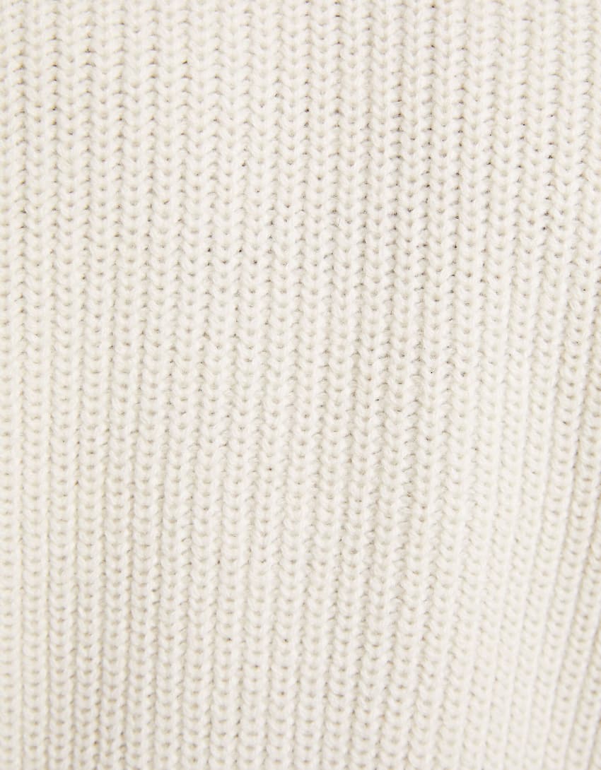 Textured crew neck wool blend sweater-White-5
