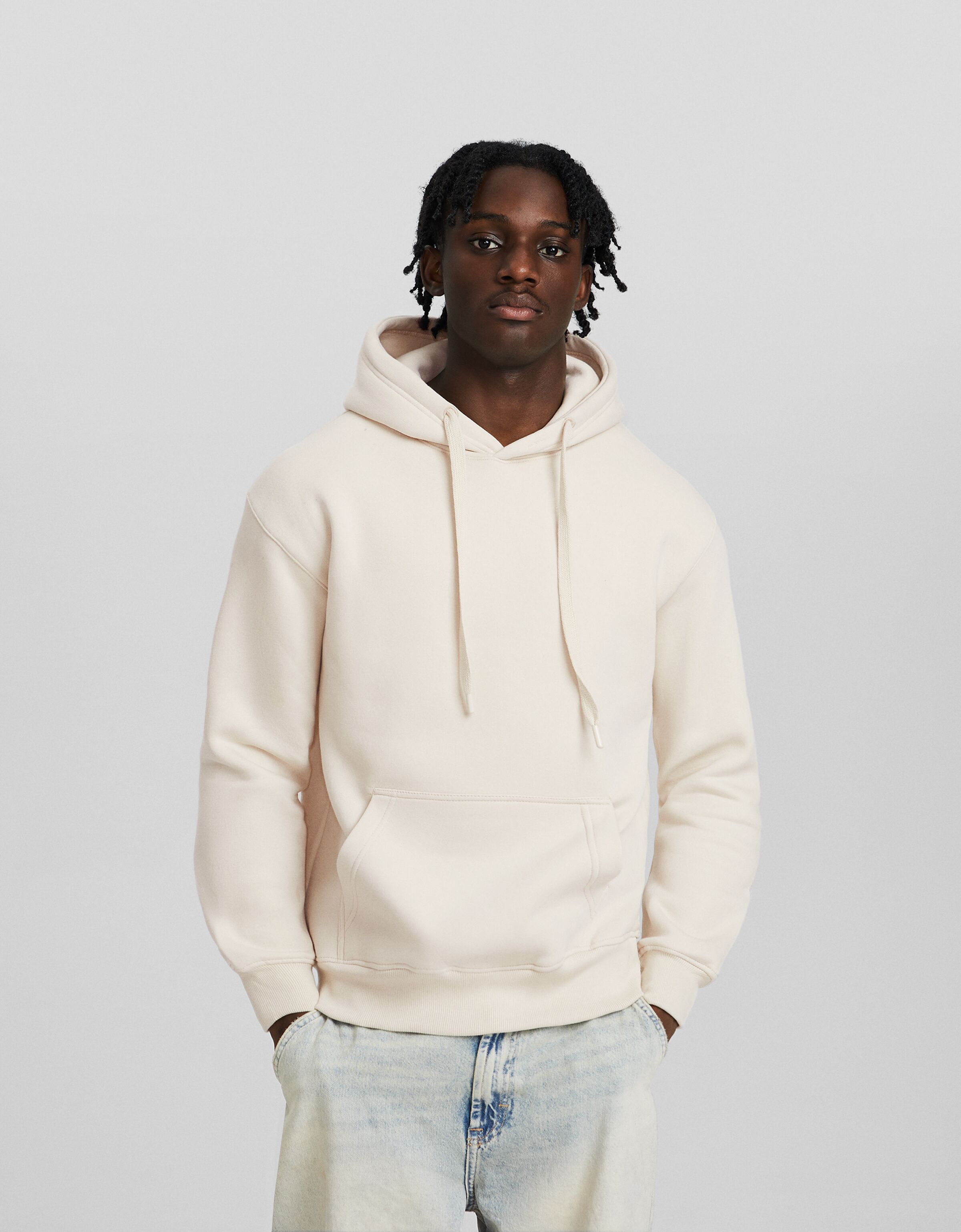 Beige hoodie mens clearance h&m
