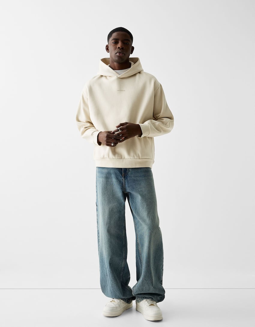 Boxy fit hoodie-Off white-3