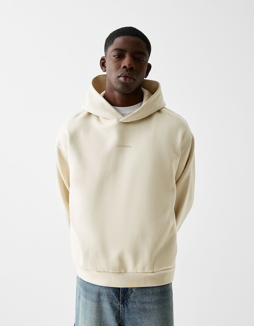 Boxy fit hoodie-Off white-0