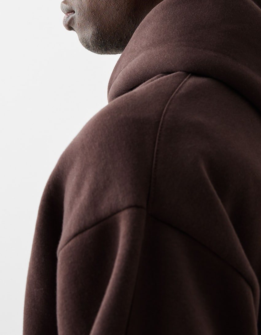 Boxy fit hoodie-Brown-5