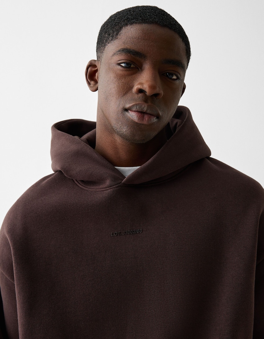 Boxy fit hoodie-Brown-2