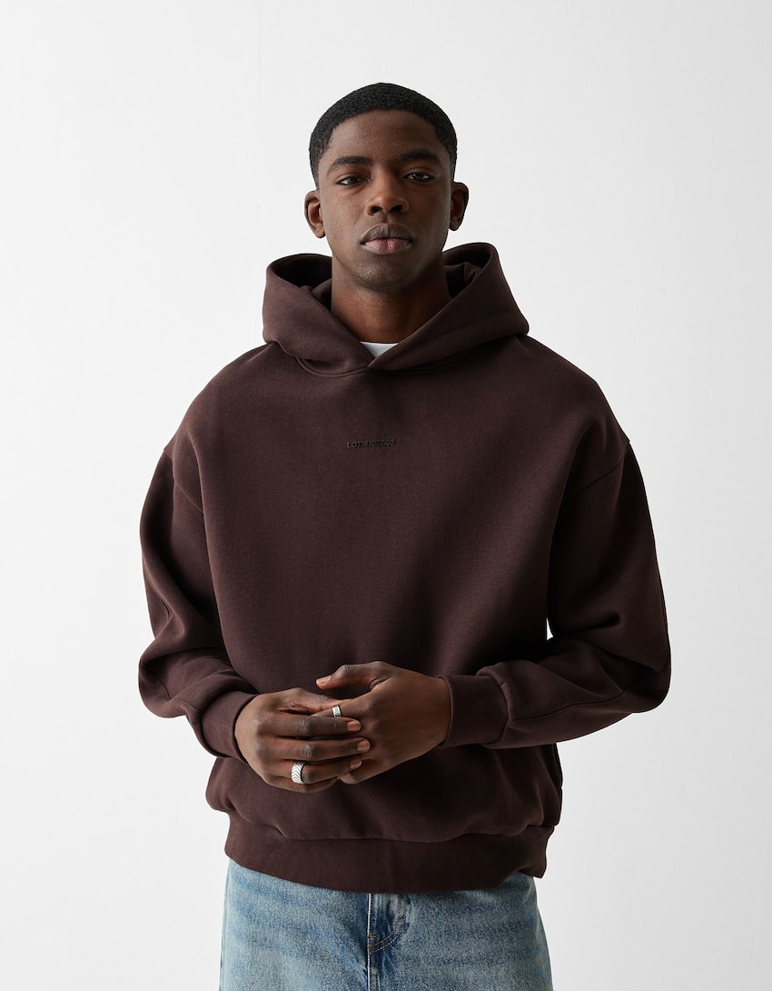 Boxy fit hoodie-Brown-0