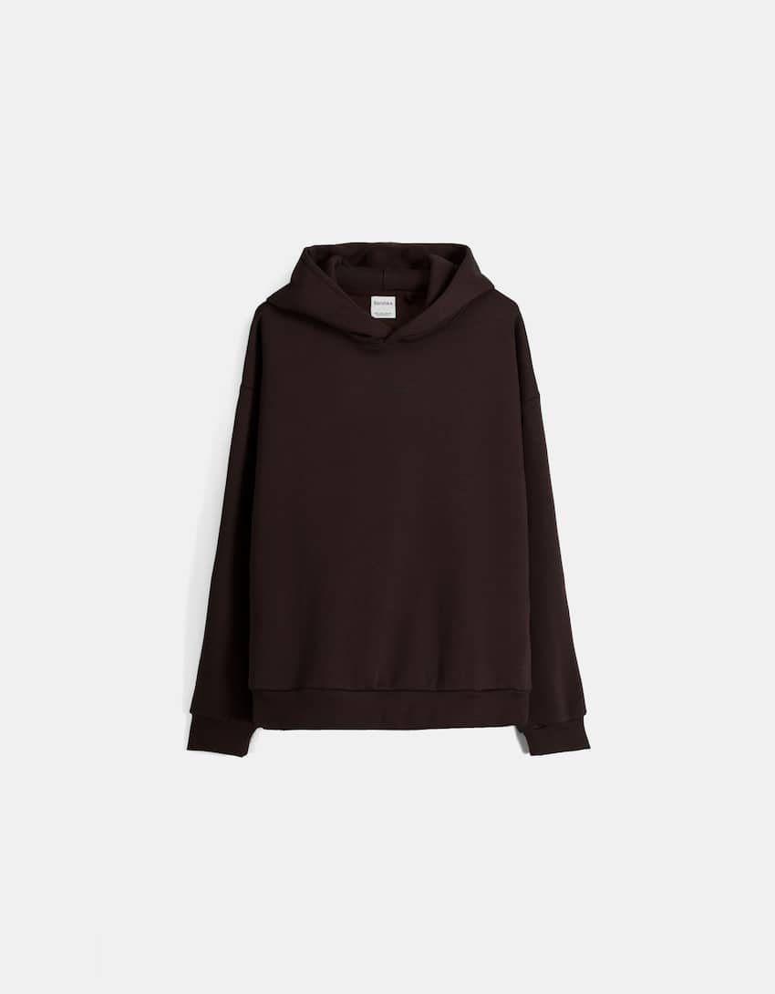 Boxy fit hoodie-Brown-4