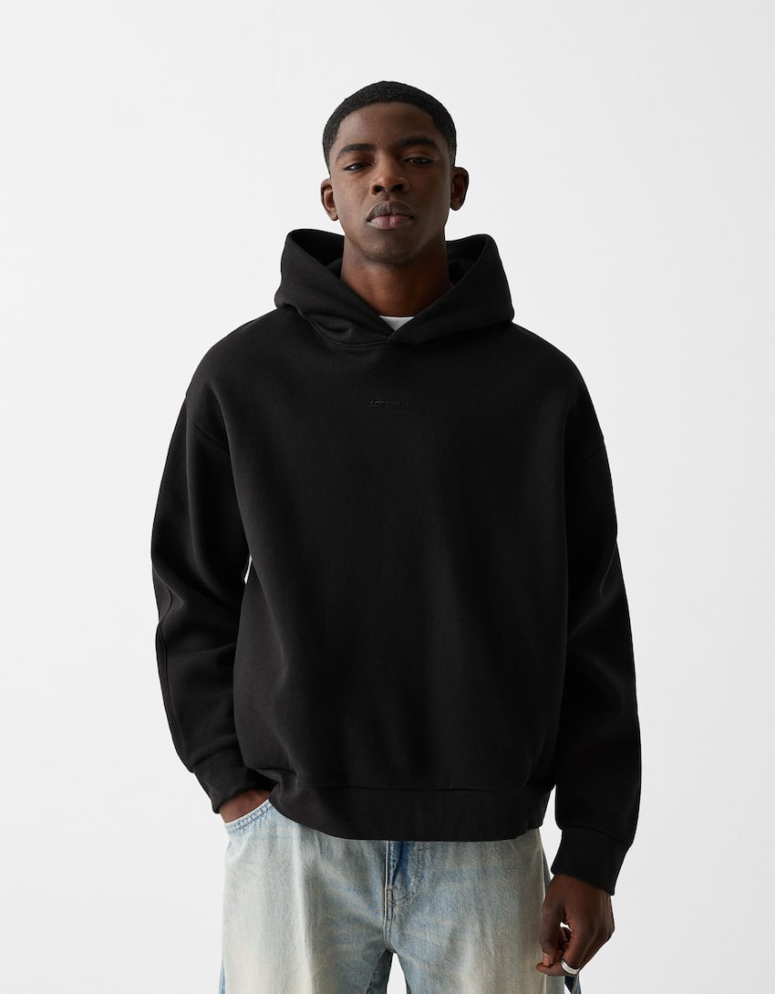 Boxy fit hoodie-Black-0