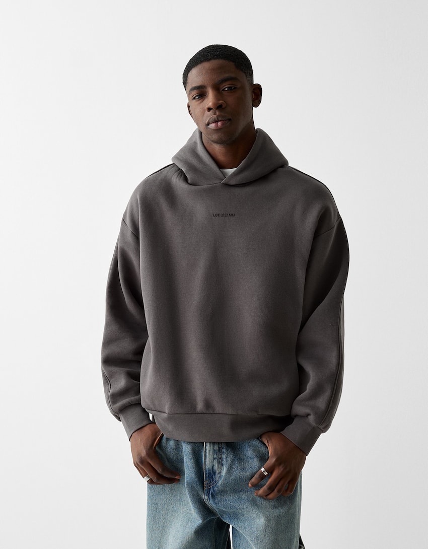 Boxy fit hoodie-Grey-0