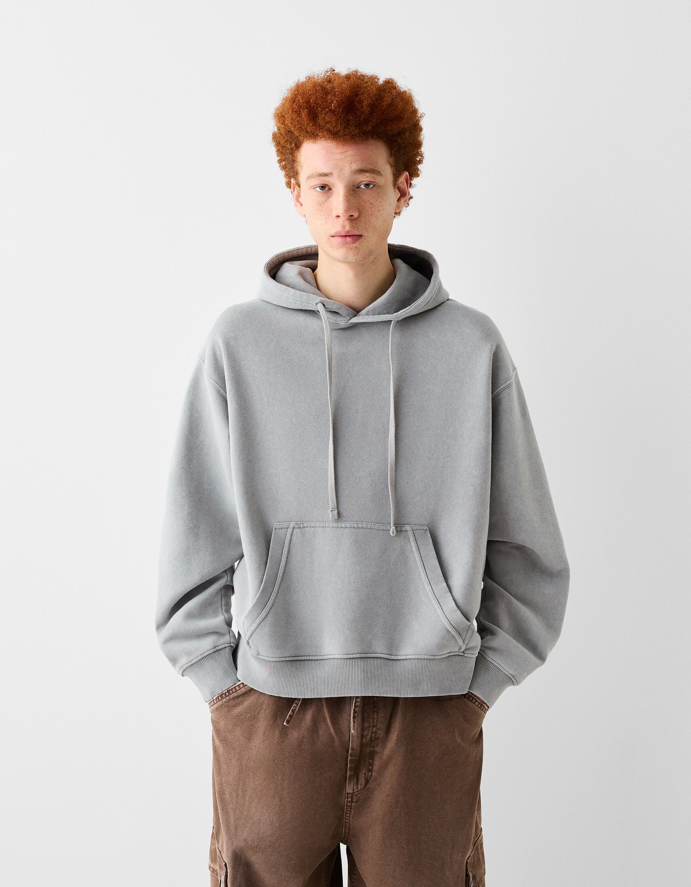 Faded effect boxy fit hoodie New Men Bershka