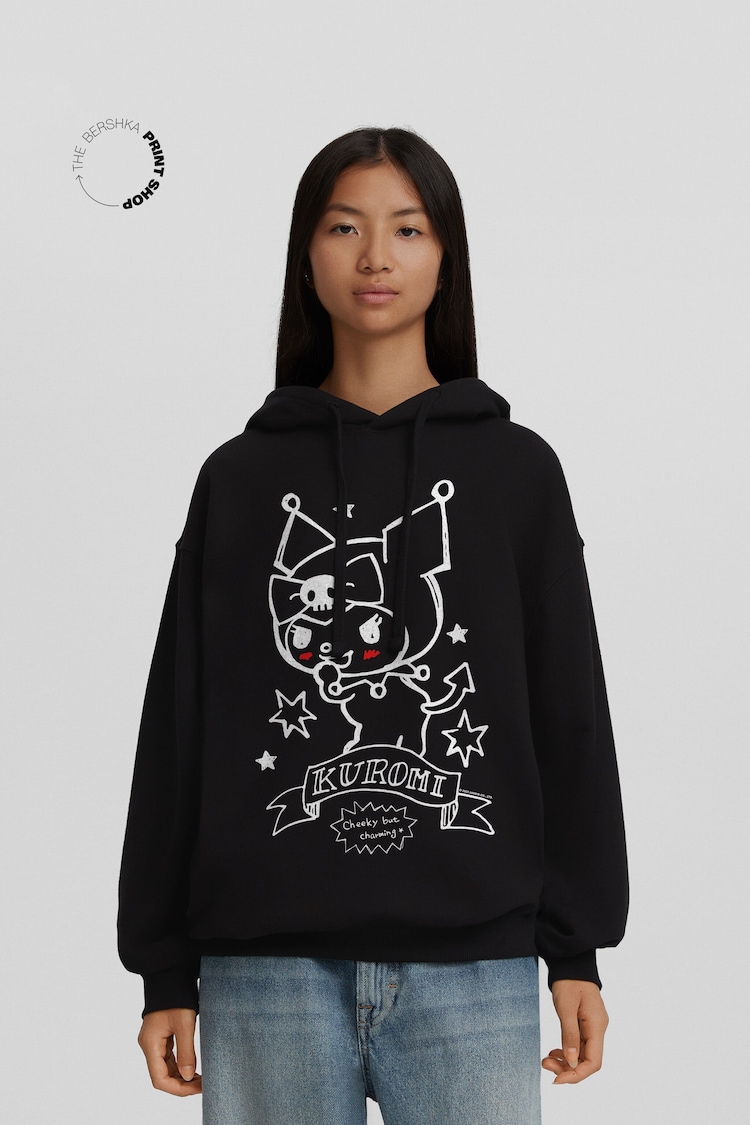Oversized capuchonsweater met Kuromi-print