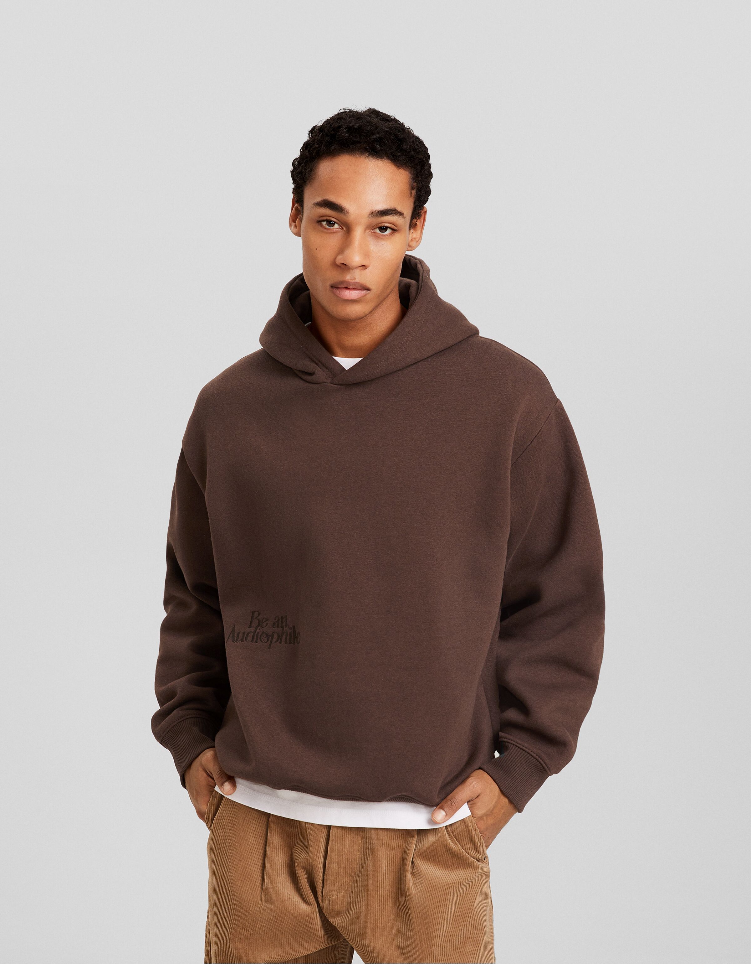 Embroidered hoodie Men Bershka