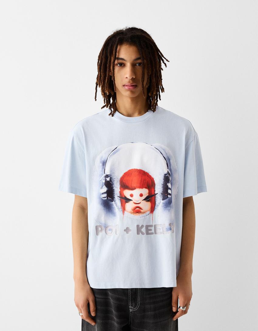 T-shirt Poi Keely manches courtes boxy fit-Bleu clair-0