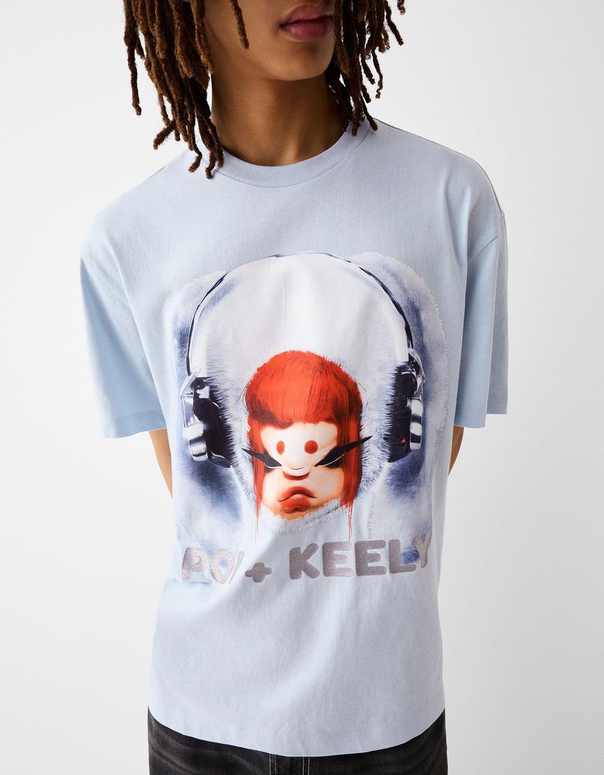 T-shirt Poi Keely manches courtes boxy fit-Bleu clair-2