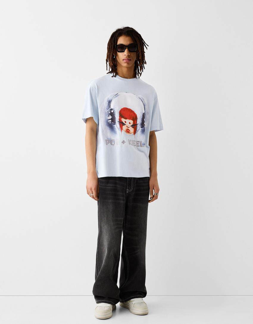 T-shirt Poi Keely manches courtes boxy fit-Bleu clair-3