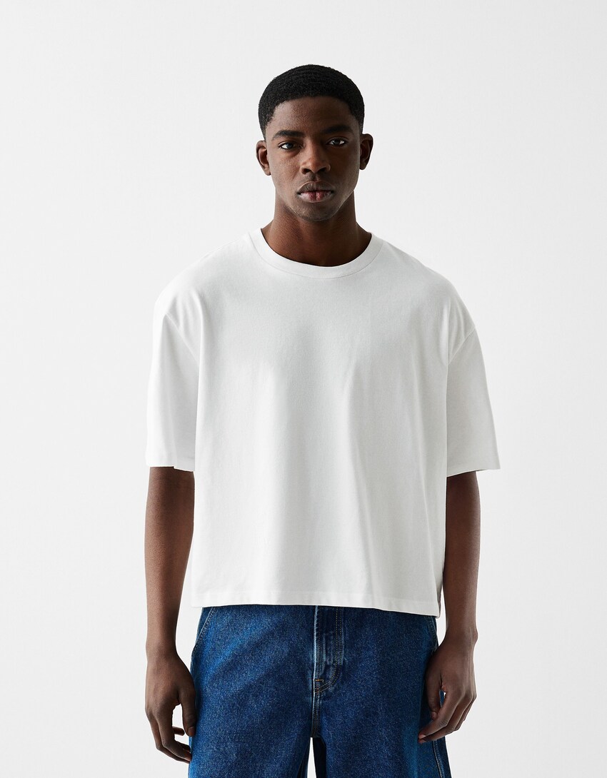 Boxy fit cropped short sleeve T-shirt - COMBO WINS % - Men