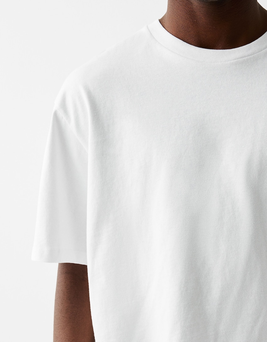 Boxy fit cropped short sleeve T-shirt-White-5
