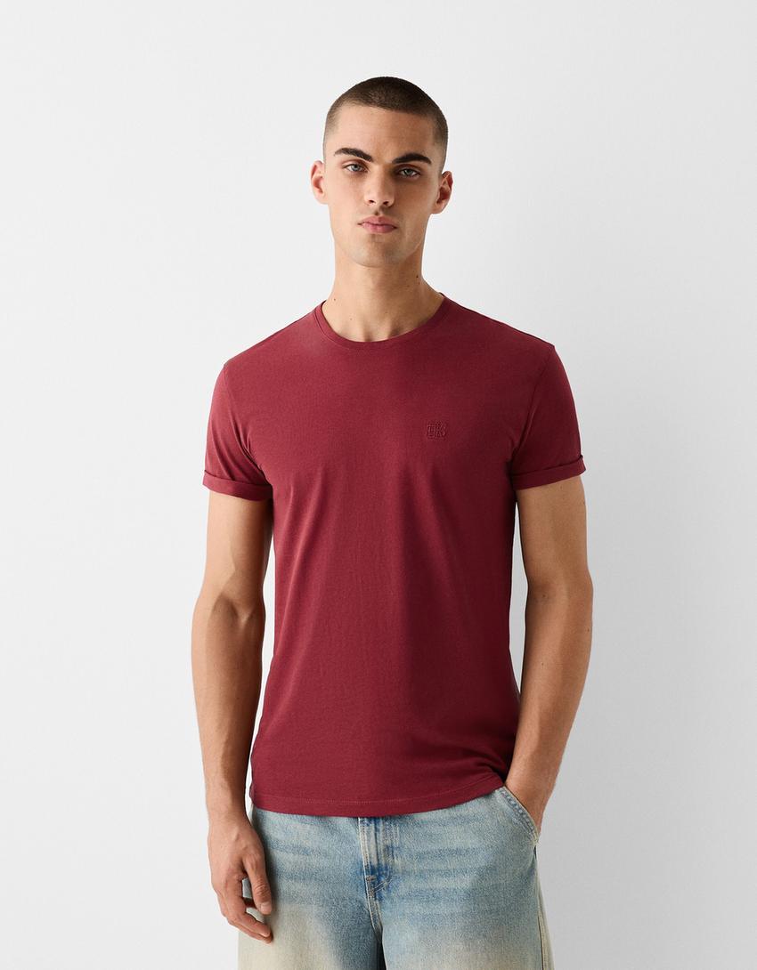 Camiseta manga corta muscle fit-Granate-0