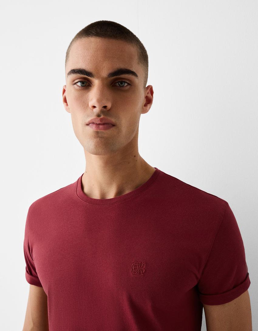 Camiseta manga corta muscle fit-Granate-2