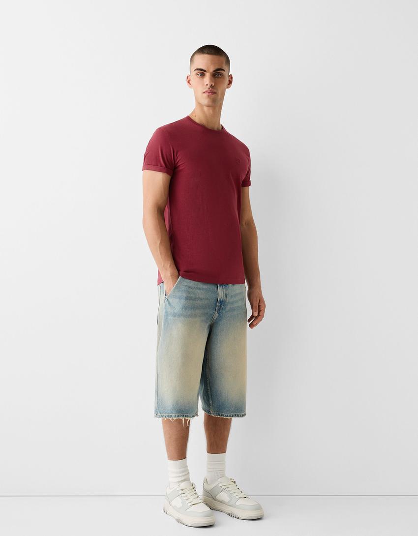 Camiseta manga corta muscle fit-Granate-3