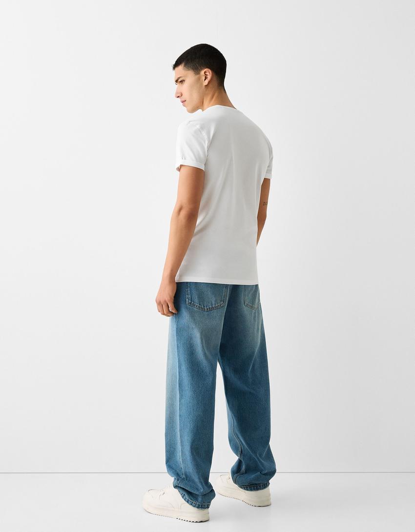 T-shirt manches courtes muscle fit-Blanc-1