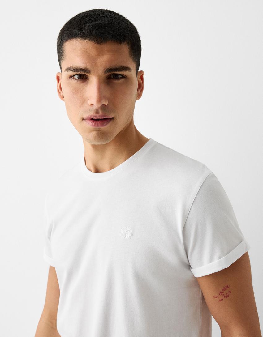 T-shirt manches courtes muscle fit-Blanc-2