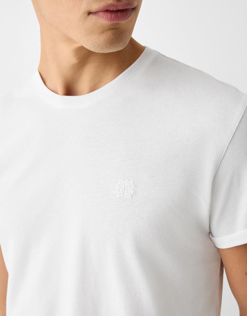 T-shirt manches courtes muscle fit-Blanc-5