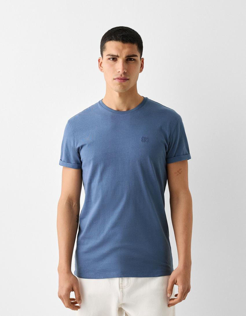 T-shirt manches courtes muscle fit-Bleu-0