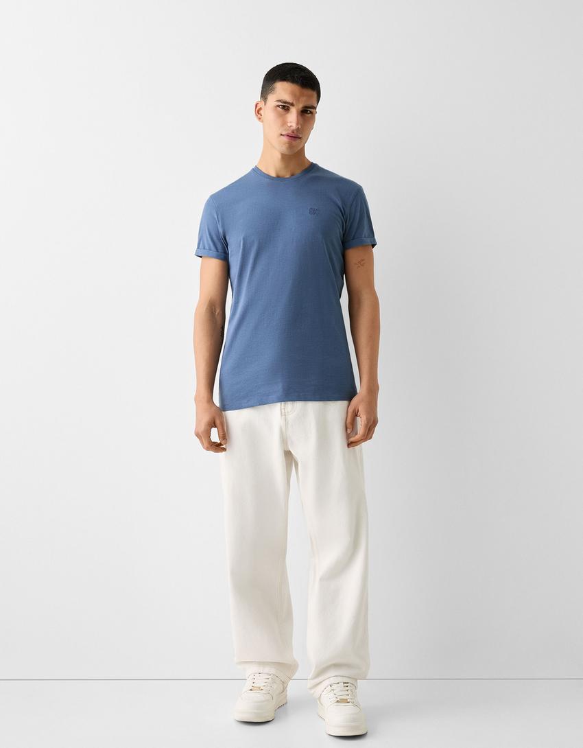 T-shirt manches courtes muscle fit-Bleu-1