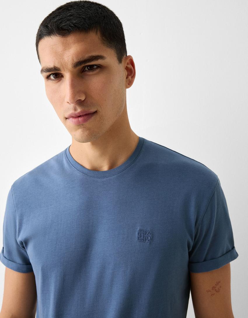 T-shirt manches courtes muscle fit-Bleu-2