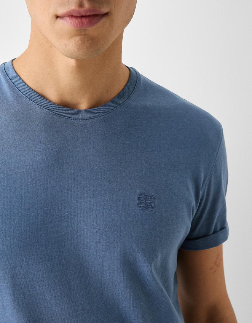 T-shirt manches courtes muscle fit-Bleu-5