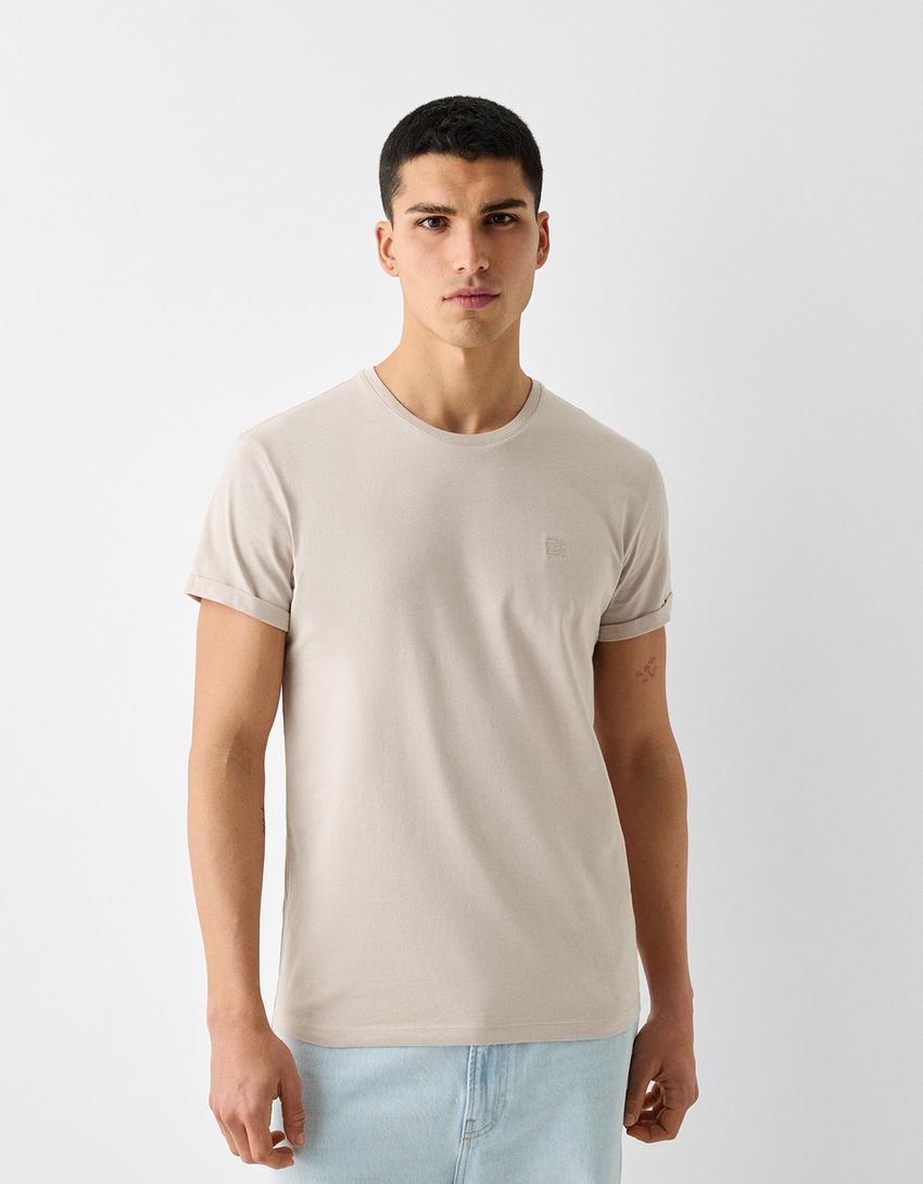 T-shirt manches courtes muscle fit-Camel-0