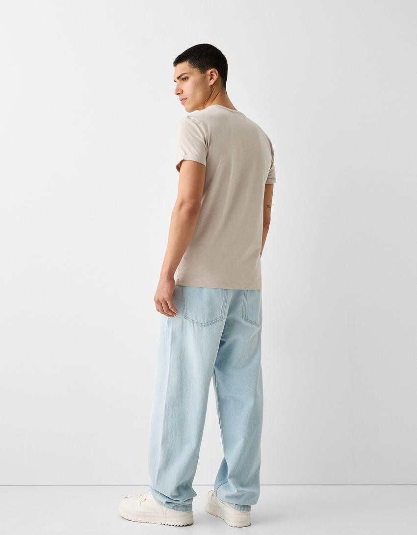 T-shirt manches courtes muscle fit-Camel-1