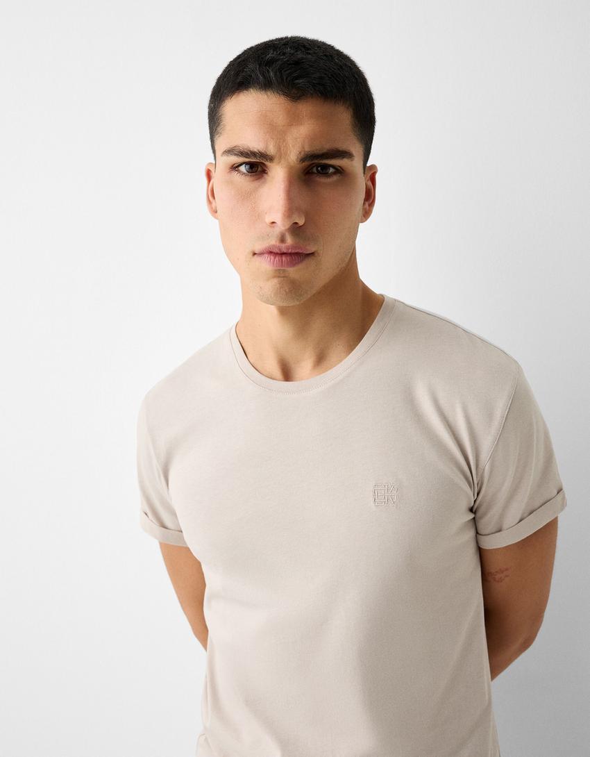 T-shirt manches courtes muscle fit-Camel-2