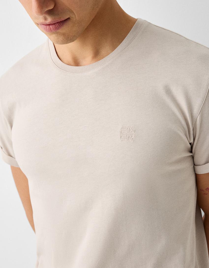 T-shirt manches courtes muscle fit-Camel-5