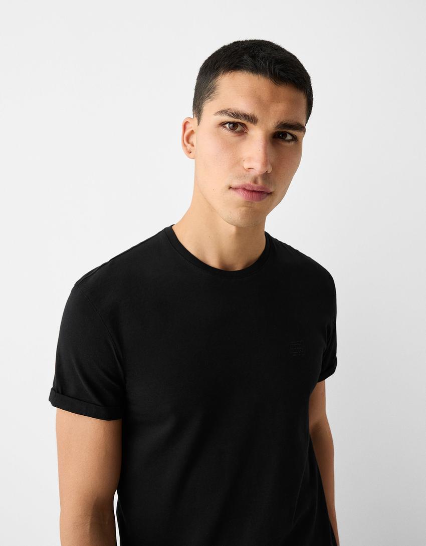 Išryškinantys raumenis marškinėliai trumpomis rankovėmis-Juoda-2