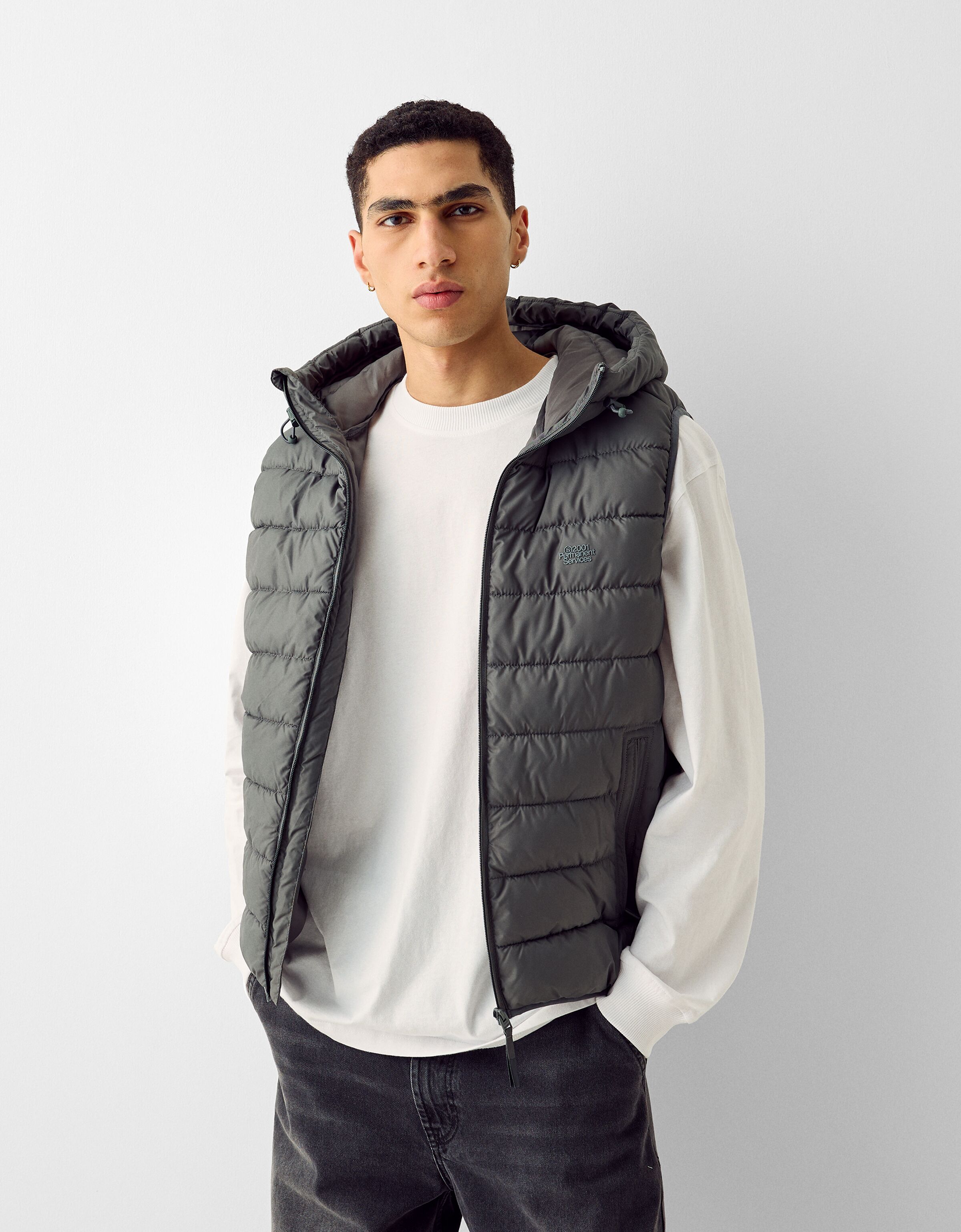 Gilet imbottito uomo con clearance cappuccio