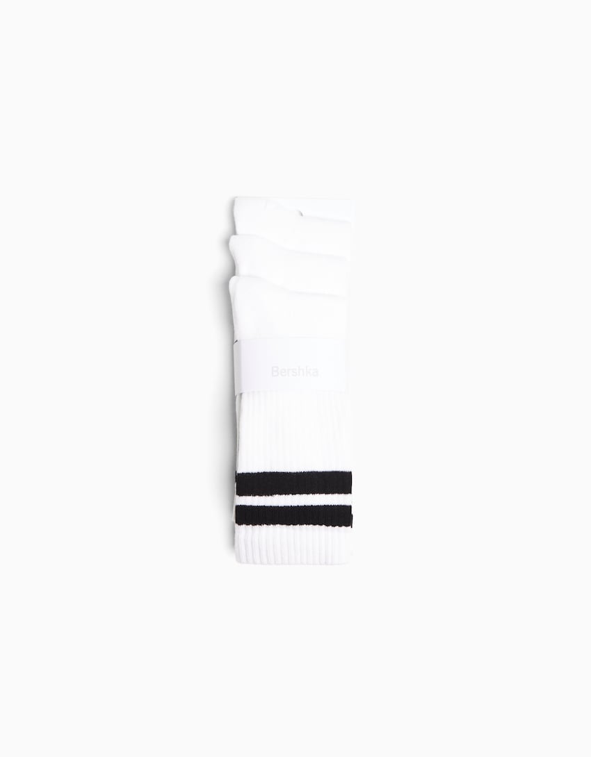 3-pack of stripe socks-White-4