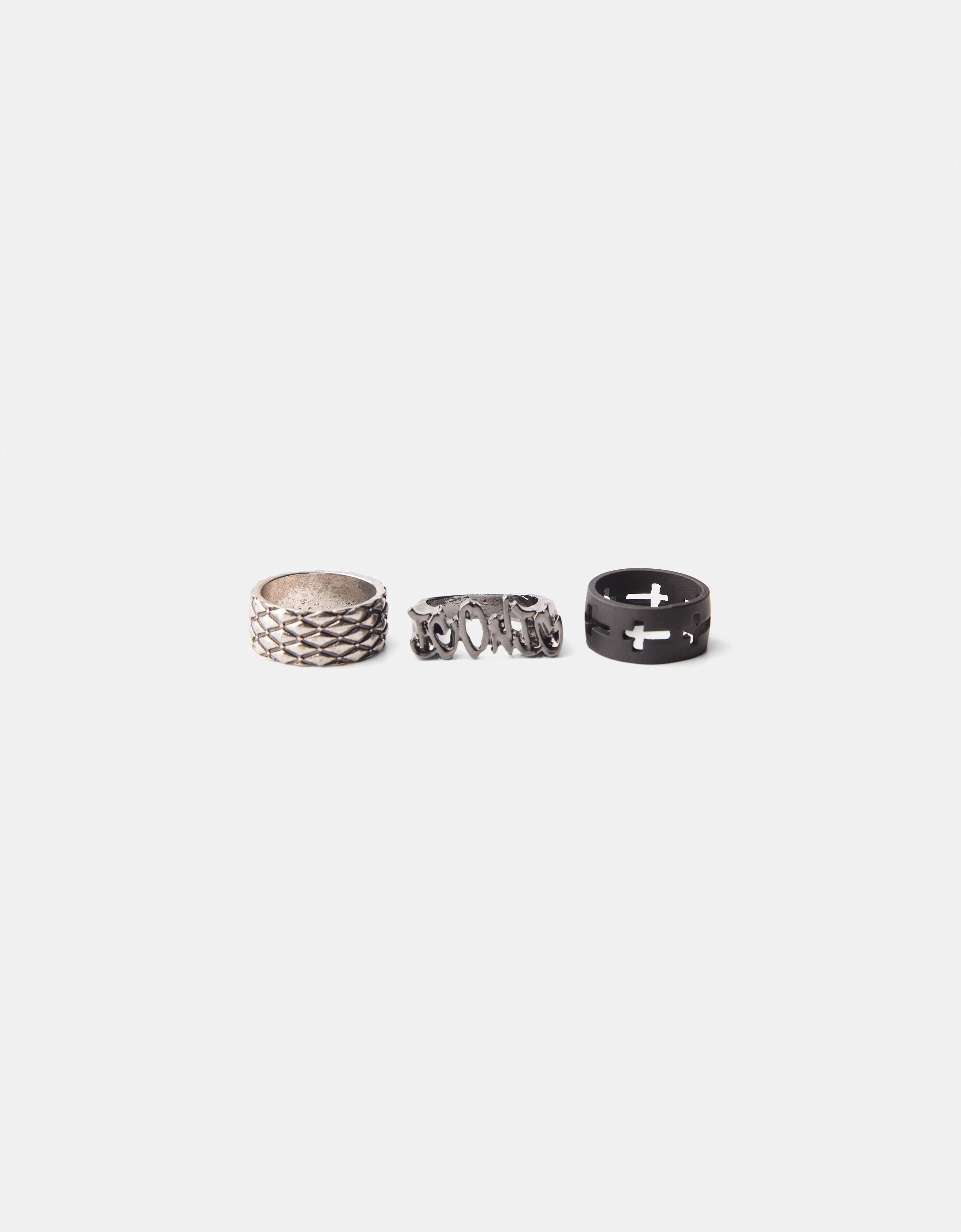 Set 3 anillos cruz Accesorios Hombre Bershka