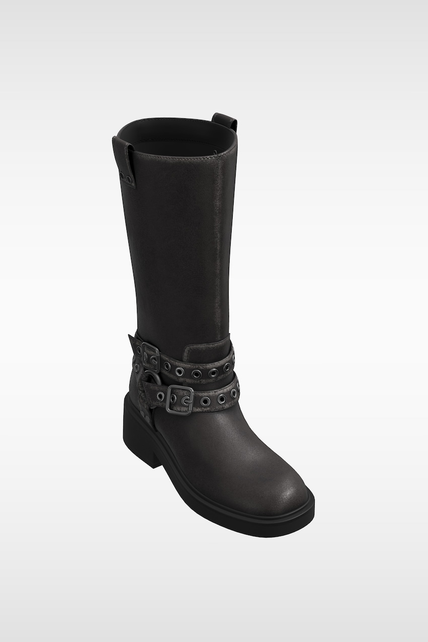 Biker boots with buckles and eyelets - Women | Bershka